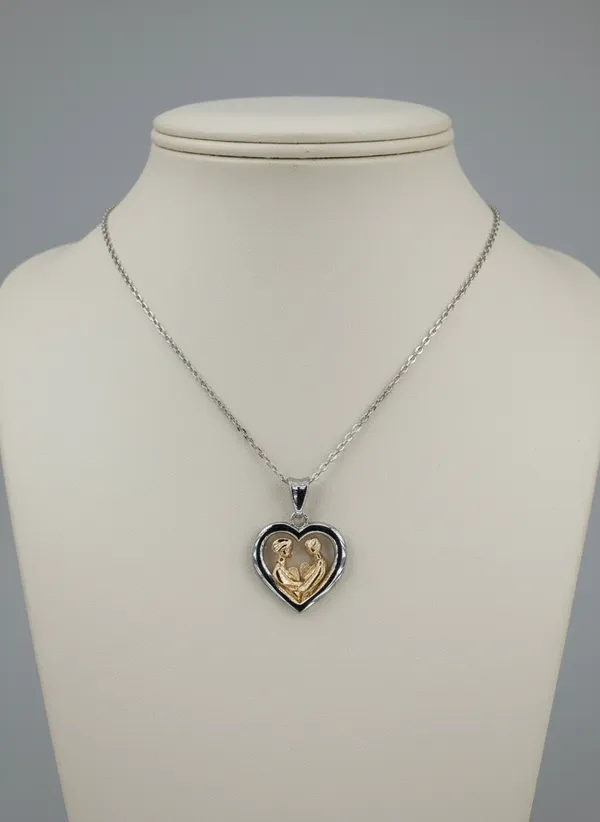 Mother_Child_Heart_Pendant_Necklace_Dual_Tone_Gold_Silver_Design_925_Sterling_Silver